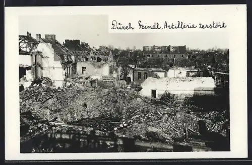 AK La Bassée, Zerstörung nach dem Einschlag einer 38cm Granate