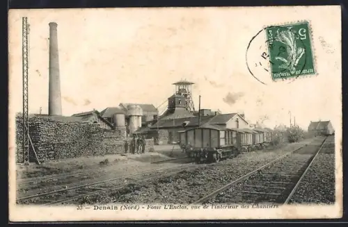 AK Denain /Nord, Fosse L`Enclos, vue de l`intérieur des chantiers