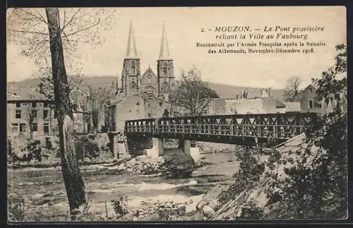 AK Mouzon, Le Pont provisoire reliant la Ville au Faubourg