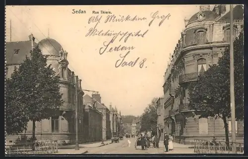 AK Sedan, Rue Thiers, Strassenansicht