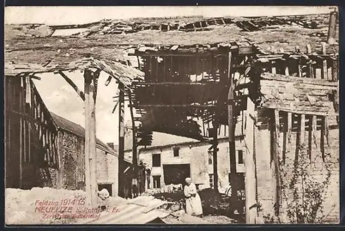 AK Neuflize b. Rethel, Zerstörter Bauernhof