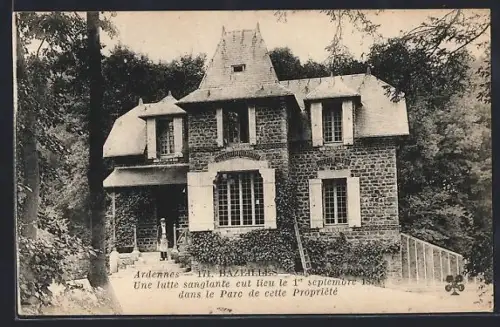 AK Bazeilles /Ardennes, Une lutte sanglante eut lieu de 1er Septembre 1870 dans le Parc de cette propriété