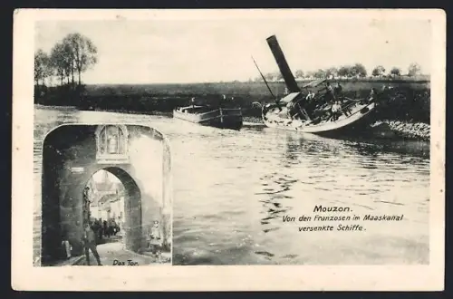 AK Mouzon, Von den Franzosen im Maaskanal versenkte Schiffe