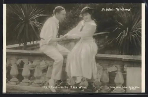 AK Schauspieler Karl Beckersachs und Schauspielerin Lisa Weise in Fräulein Wildfang