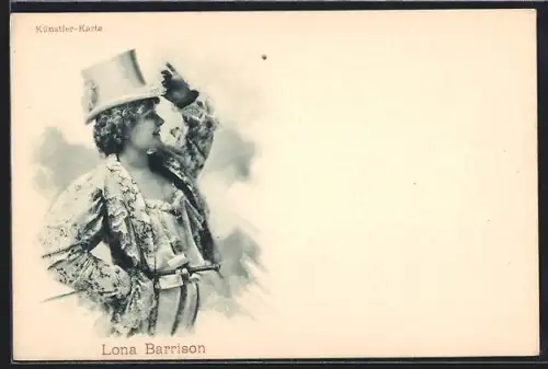 AK Schauspielerin Lona Barrison mit Hut