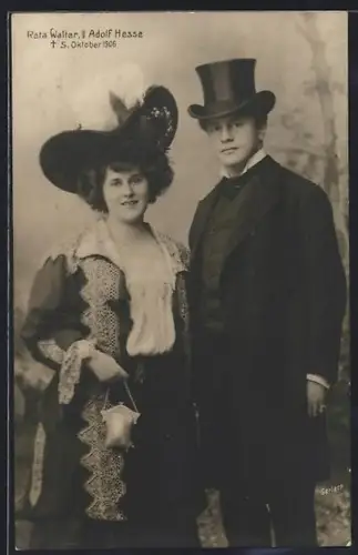 AK Opernsänger Reta Walter und Adolf Hesse in elegenater Kleidung
