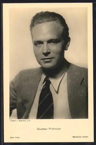 AK Schauspieler Gustav Fröhlich in gestreifter Krawatte