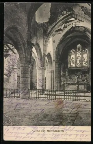 AK Hattonchâtel, Intérieur de l`église avec voûtes et vitraux anciens