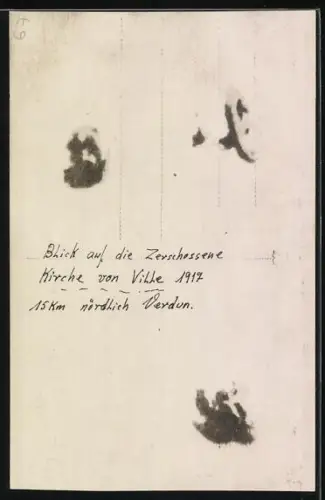 AK Ville-devant-Chaumont, Église détruite par les bombardements, 1917