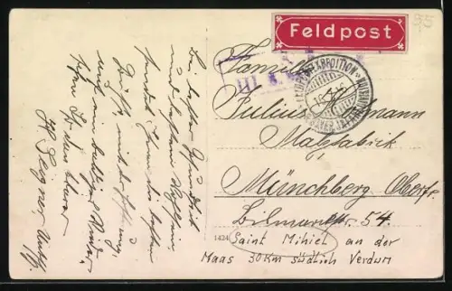 Foto-AK Pont détruit sur la Meuse après le bombardement