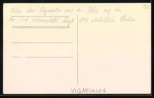 Foto-AK Vigneulles, Vue sur le village depuis les hauteurs avec paysage environnant