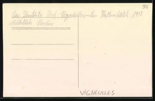 AK Vigneulles, Vue des ruines du village après la destruction en 1917