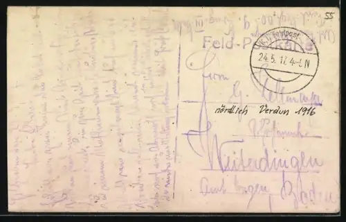 Foto-AK Romagne-sous-les-Côtes, Vue de la rue principale et de l`église avec habitants et fontaine