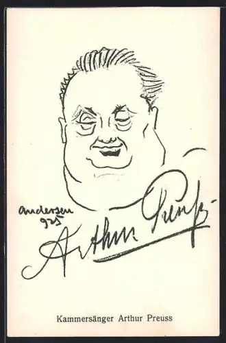 Künstler-AK Karikatur Kammersänger Arthur Preuss