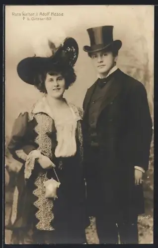 AK Opernsänger Reta Walter und Adolf Hesse in elegenater Kleidung