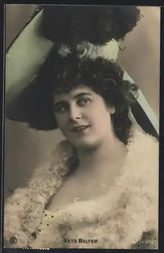 AK Opernsängerin Reta Walter mit Hut