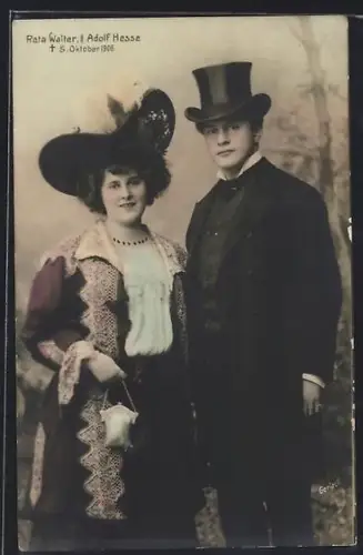 AK Opernsänger Reta Walter und Adolf Hesse im Porträt