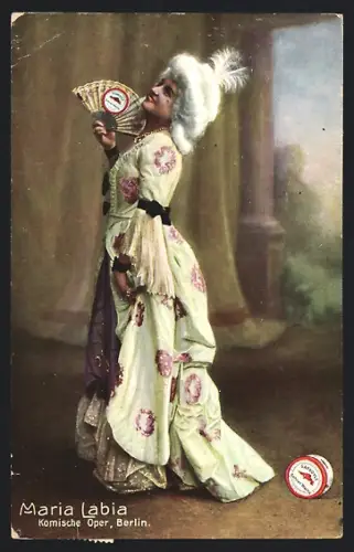 AK Sängerin Maria Labia von der Komischen Oper Berlin, Barboyle Bohner-Wachs Werbung
