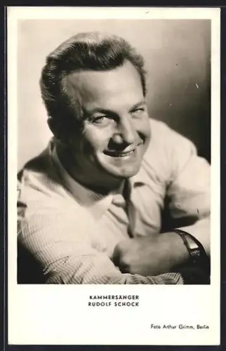 AK Opernsänger Rudolf Schock mit fröhlichem Lächeln