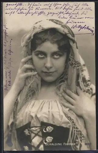 AK Geraldine Farrar in einer Rolle, Portrait