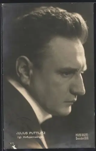 AK Julius Puttlitz mit ernstem Blick, Seitenportrait