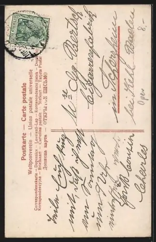 AK Opernsängerin Rouvier in langem Kleid und Federhut