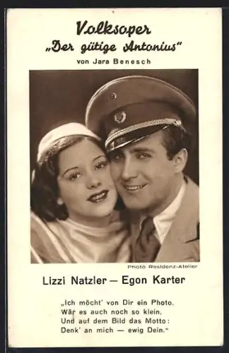 AK Opernsänger Lizzi Natzler und Egon Karter in Der gütige Antonius an der Volksoper