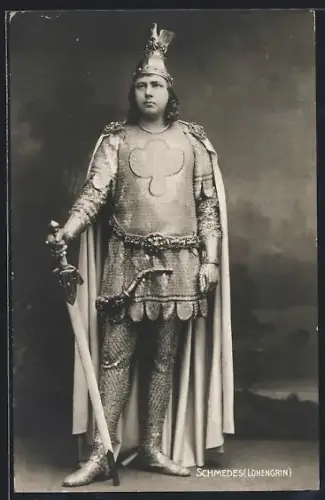 AK Opernsänger Schmedes als Lohengrin mit Schwert, Portrait