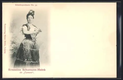 AK Ernestine Schumann-Heink als Carmen mit Tambourin