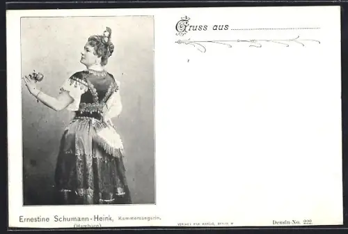 AK Ernestine Schumann-Heink, Hamburg, Portrait