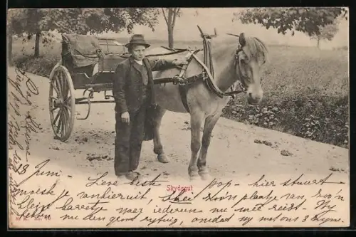 AK Skydsgut, Knabe mit Einspänner