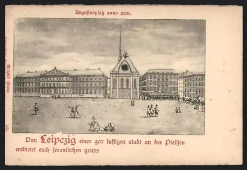 AK Leipzig, Augustusplatz anno 1820
