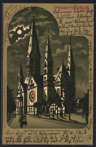 Lithographie Berlin-Charlottenburg, Kaiser Wilhelm Gedächnis Kirche