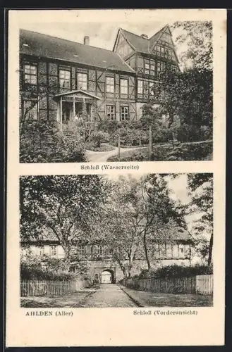 AK Ahlden, Schloss, Vorderansicht und Wasserseite