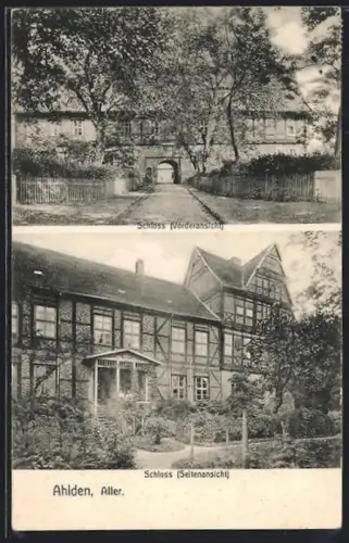 AK Ahlden /Aller, Vorderansicht und Seitenansicht vom Schloss