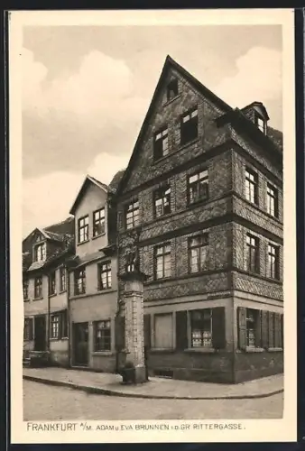 AK Frankfurt-Sachsenhausen, Adam u. Eva Brunnen i. d. Gr. Rittergasse