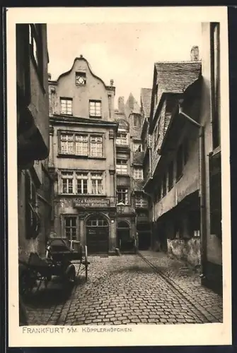 AK Alt-Frankfurt, Köpplerhöfchen mit Kohlenhandlung Heinrich Rohrbach