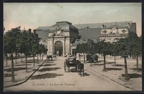 AK Le Mans, La Gare des Tramways, Strassenbahn-Bahnhof