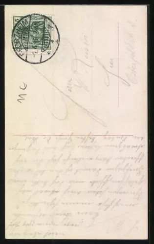 AK Kleines Mädchen und Pudel im Blumenkranz