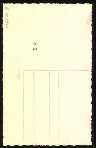 AK Schwarzer Pudel auf einem Tisch