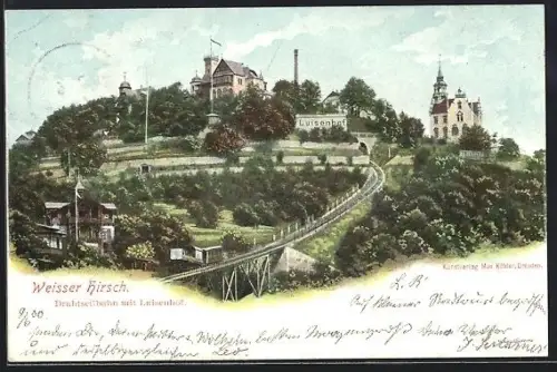 AK Dresden-Weisser Hirsch, Gasthaus Luisenhof mit Drahtseilbahn