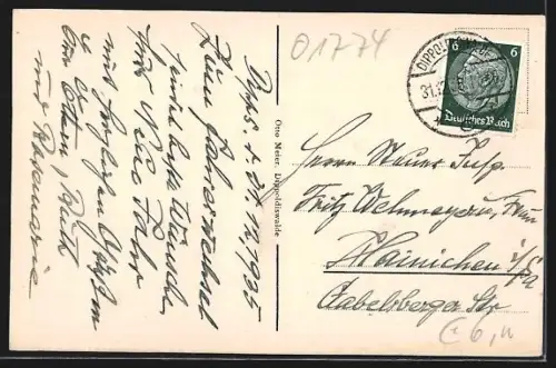 AK Dippoldiswalde, Panorama mit Rathaus