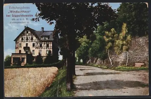 AK Dippoldiswalde, Strassenpartie am Erholungsheim Windischhaus