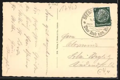 AK Bansin, Blick auf die Seebrücke, Strand mit Strandkörben, 