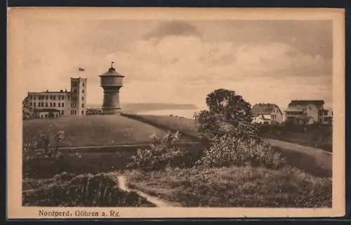 AK Göhren a. Rg., Nordperd, Wasserturm, Gebäudeensemble