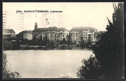 AK Berlin-Charlottenburg, Lietzensee mit Gebäudepanorama
