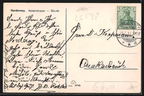 AK Norderney, Kaiserstrasse, Strand