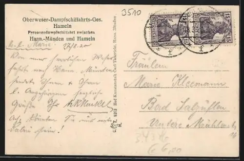 AK Bursfelde a. d. Weser, Blick auf Kloster und Wesertal