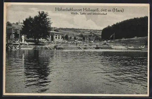 AK Hohegeiss /Harz, Wald-, Luft- u. Schwimmbad vom Wasser aus, 