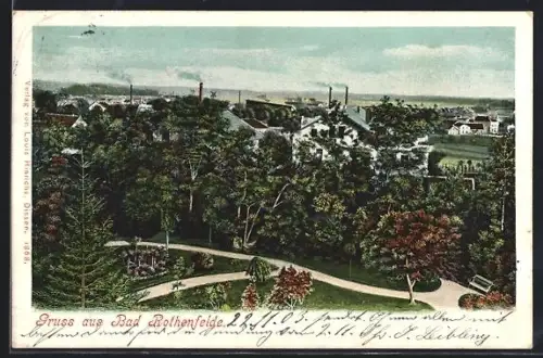 AK Bad Rothenfelde, Parkanlage und Ortsansicht aus der Vogelschau